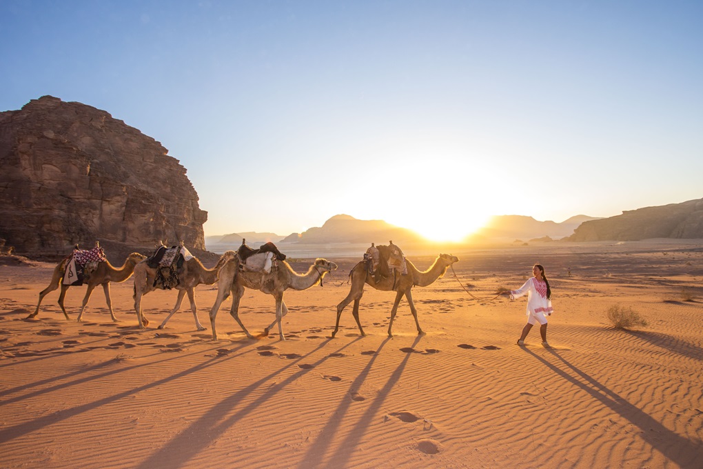Il deserto del Wadi Rum al tramonto